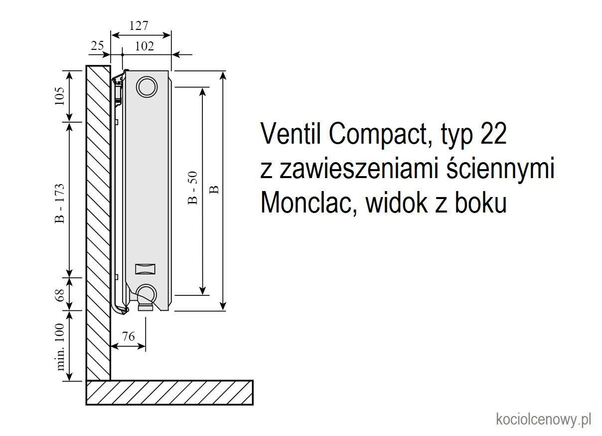 Grzejnik Purmo Ventil Compact (CV) 22 600x800