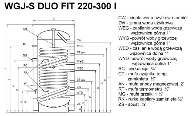 Wymiennik (ogrzewacz) wody WGJ-S 300 WPS DUO FIT Elektromet